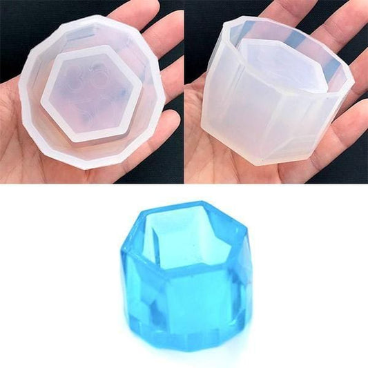 Lyba Moulds 3D Hexagon Concrete Resin Jar Pot Planter Candle Silicone Mould - Bakeware India