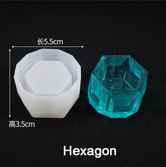 Lyba Moulds 3D Hexagon Concrete Resin Jar Pot Planter Candle Silicone Mould - Bakeware India