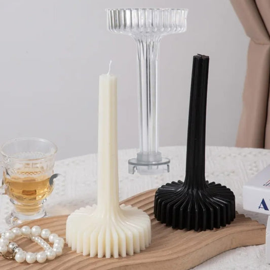 Lyba moulds 3D Lamp Ribbed Geometric Pillar Disc Polycarbonate Candle Mould - Bakeware India