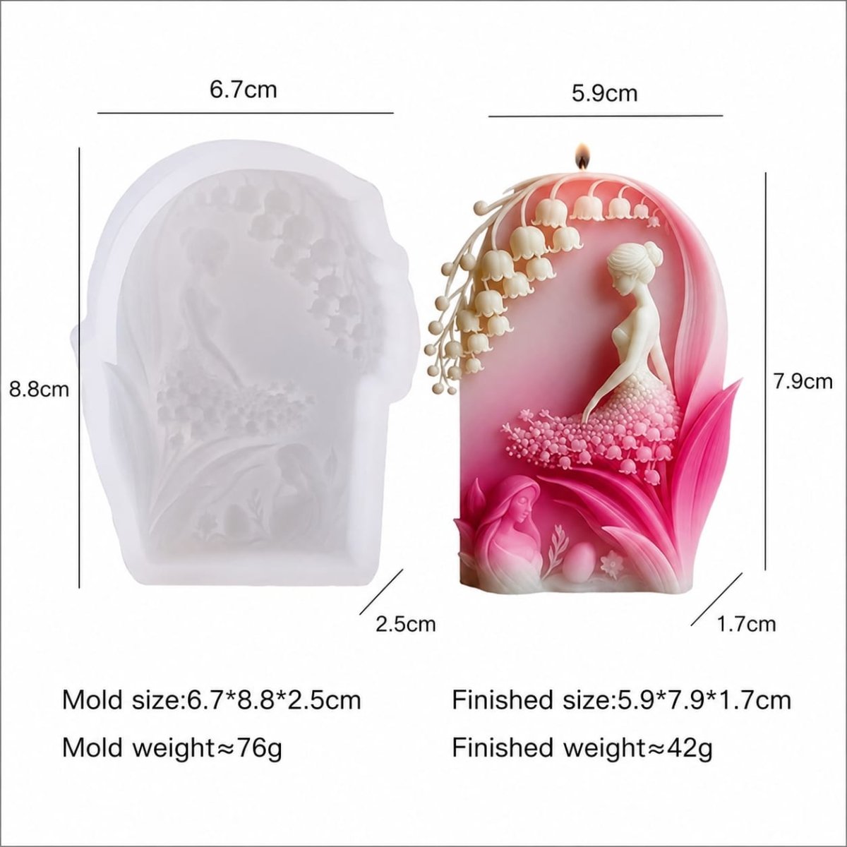 Lyba Moulds 3D Lily of the Valley Angel Wings Silicone Candle Mould - Bakeware India