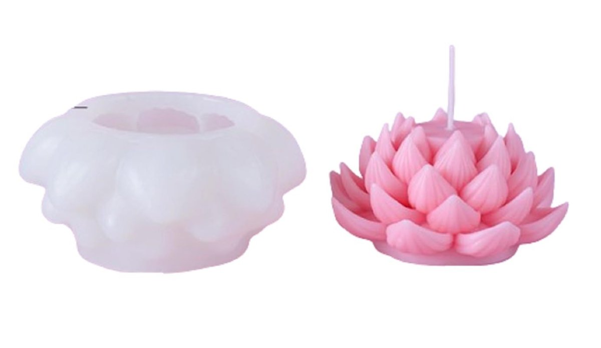 Lyba Moulds 3D Lotus Bloom Flower Cactus Plant Candle Silicone Mould - Bakeware India