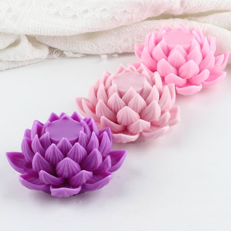 Lyba Moulds 3D Lotus Bloom Flower Cactus Plant Candle Silicone Mould - Bakeware India