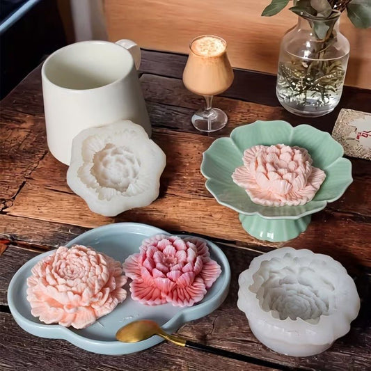 Lyba Moulds 3D Lotus Peony Flower Candle Silicone Mould, 2pcs - Bakeware India