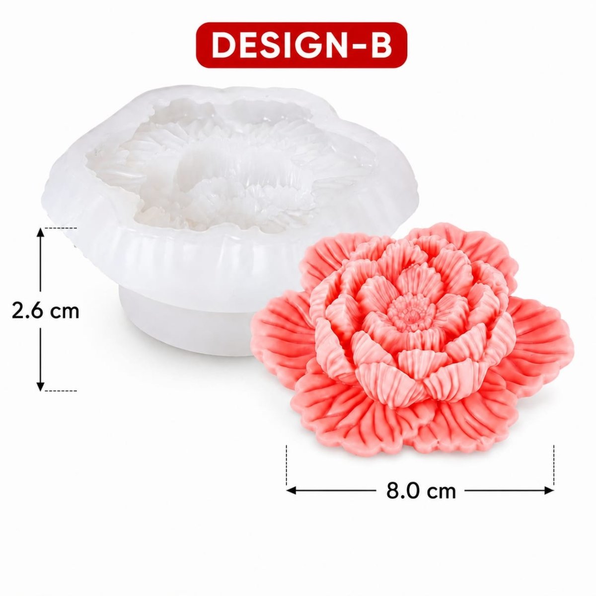 Lyba Moulds 3D Lotus Peony Flower Candle Silicone Mould, 2pcs - Bakeware India