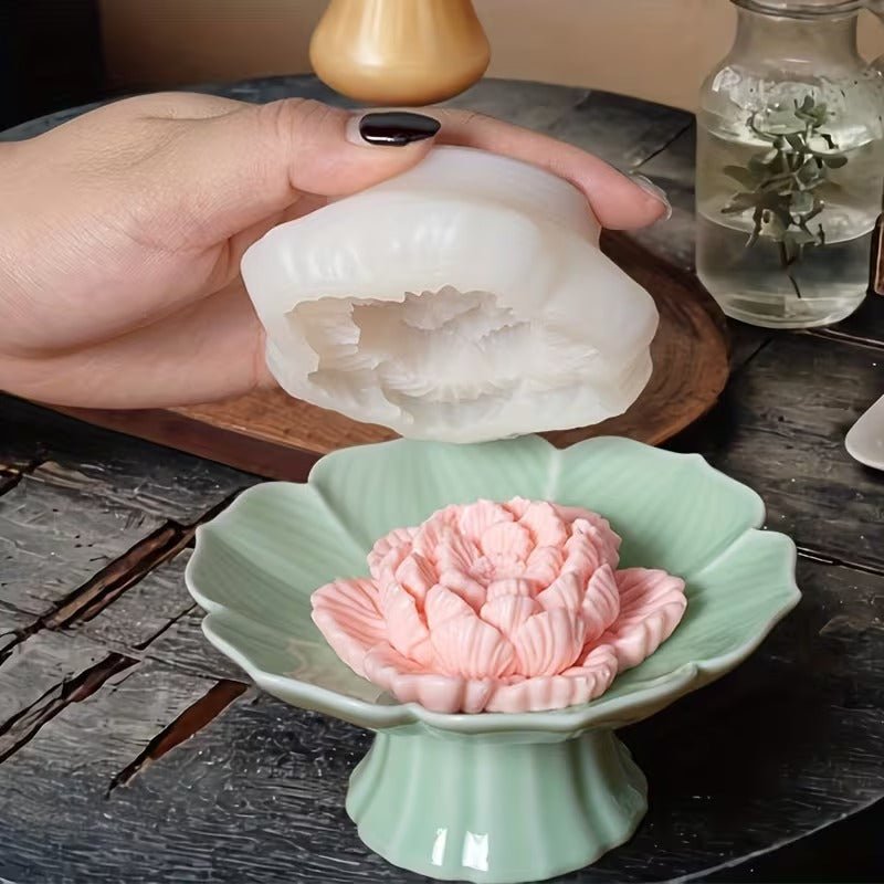 Lyba Moulds 3D Lotus Peony Flower Candle Silicone Mould, 2pcs - Bakeware India