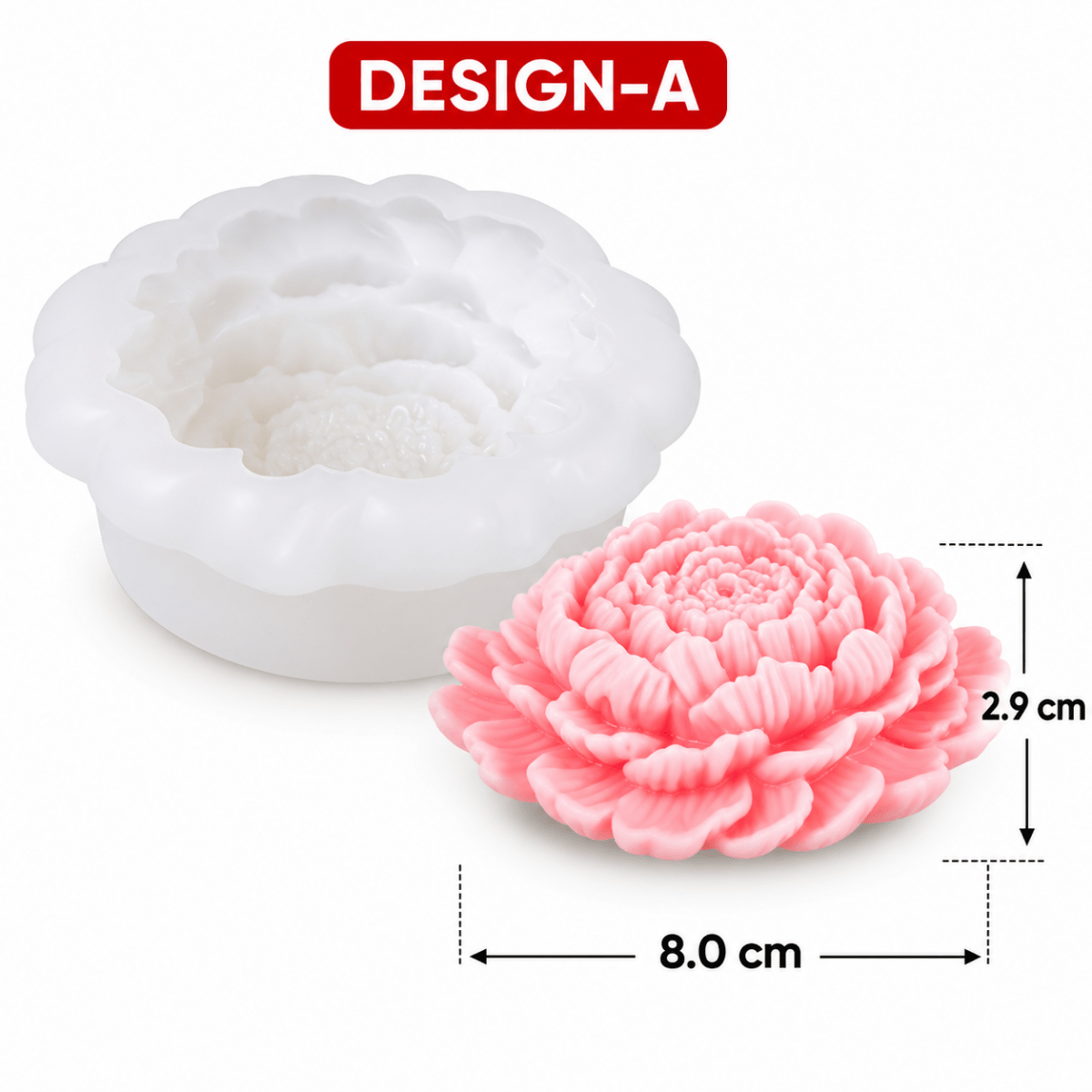 Lyba Moulds 3D Lotus Peony Flower Candle Silicone Mould, 2pcs - Bakeware India