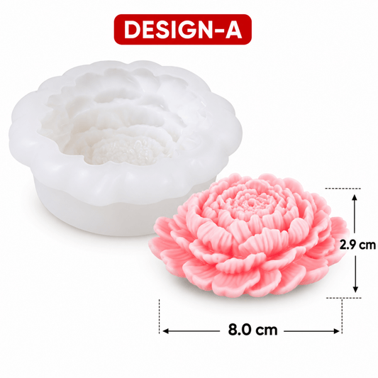 Lyba Moulds 3D Lotus Peony Flower Candle Silicone Mould, 2pcs - Bakeware India