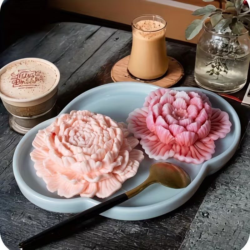 Lyba Moulds 3D Lotus Peony Flower Candle Silicone Mould, 2pcs - Bakeware India