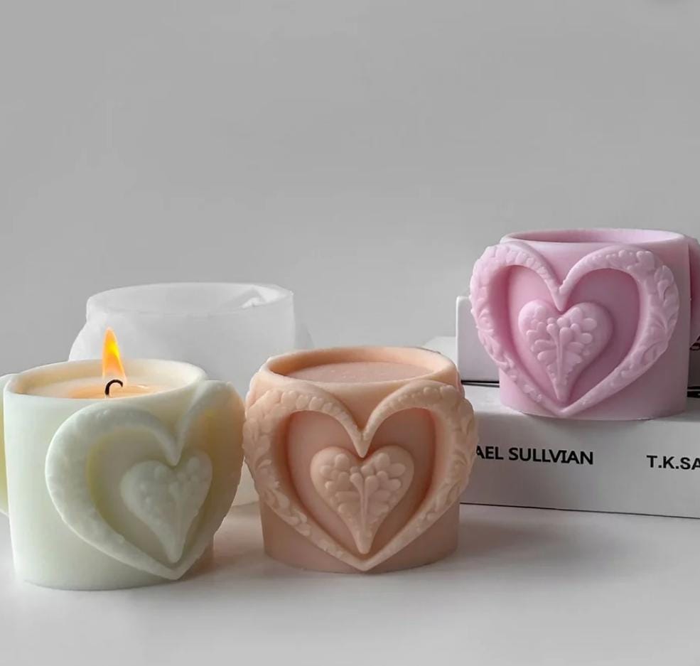 Lyba moulds 3D Love Heart Jar Silicone Mould for Candle Chocolate - Bakeware India