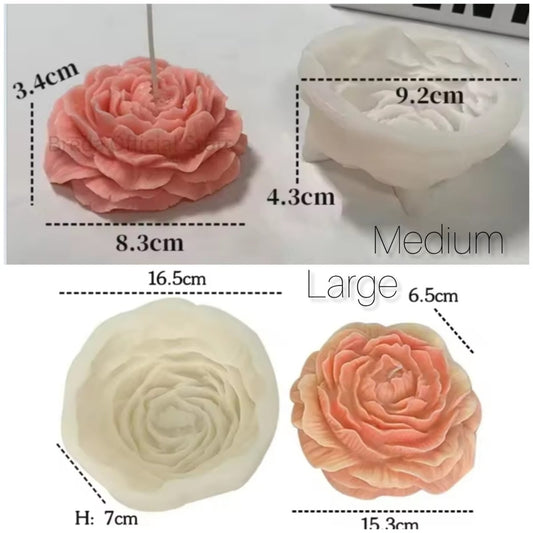 Lyba moulds 3D Peony Flower Candle Silicone Fondant Chocolate Mould (Select Sizes) - Bakeware India