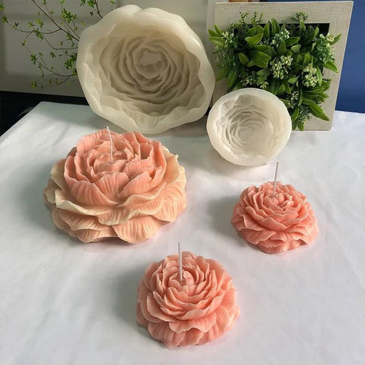 Lyba moulds 3D Peony Flower Candle Silicone Fondant Chocolate Mould (Select Sizes) - Bakeware India