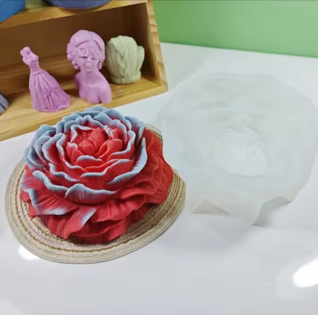 Lyba moulds 3D Peony Flower Candle Silicone Fondant Chocolate Mould (Select Sizes) - Preorder 25th Feb Dispatch - Bakeware India