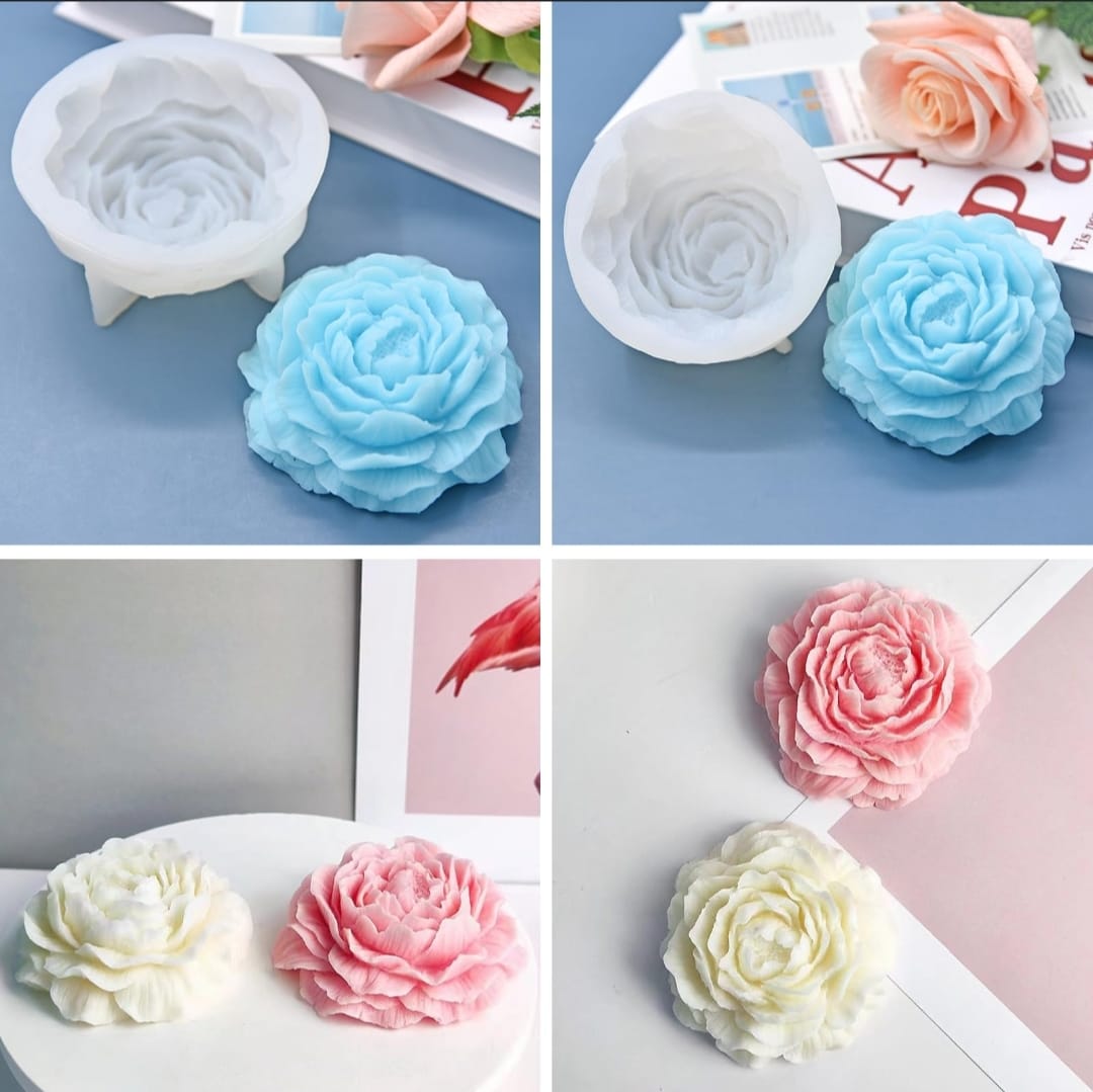 Lyba moulds 3D Peony Flower Candle Silicone Fondant Chocolate Mould (Select Sizes) - Preorder 25th Feb Dispatch - Bakeware India