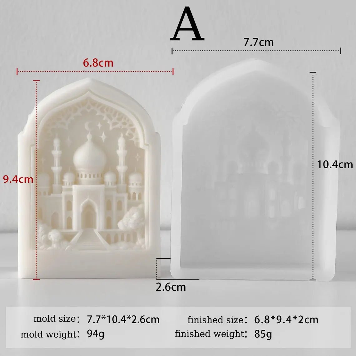 Lyba Moulds 3D Ramadan Themed Crescent Moon and Star Mosque Silicone Candle Mould - Bakeware India