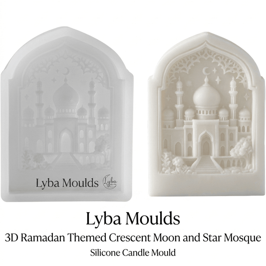 Lyba Moulds 3D Ramadan Themed Crescent Moon and Star Mosque Silicone Candle Mould - Bakeware India