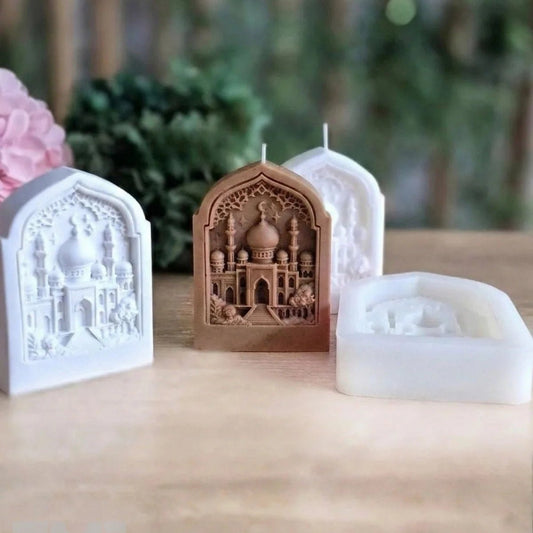 Lyba Moulds 3D Ramadan Themed Crescent Moon and Star Mosque Silicone Candle Mould - Bakeware India