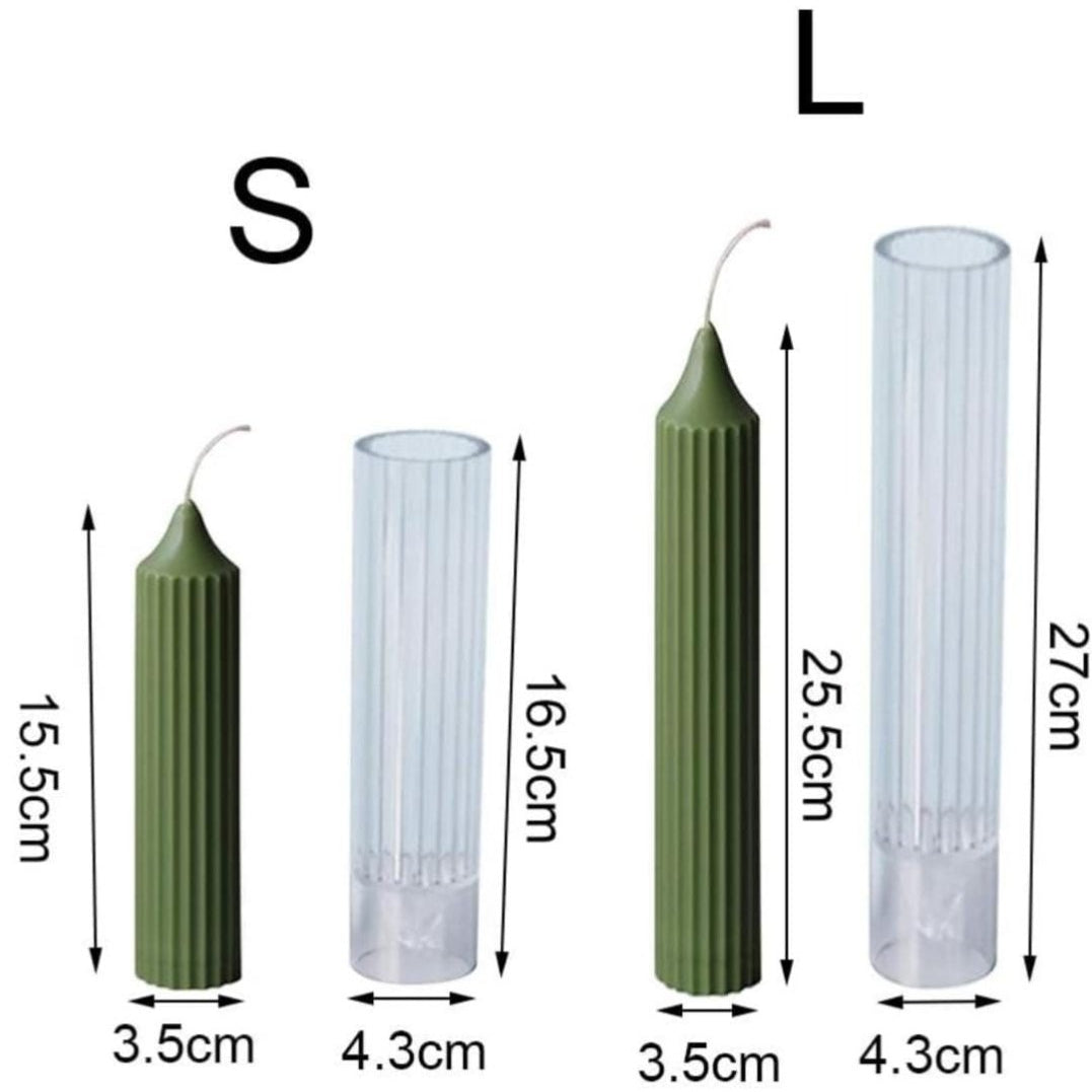 Lyba moulds 3D Ribbed Pillar Acrylic Polycarbonate Candle Mould (Select Size) - Bakeware India