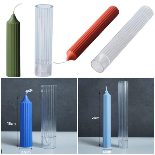 Lyba moulds 3D Ribbed Pillar Acrylic Polycarbonate Candle Mould (Select Size) - Bakeware India