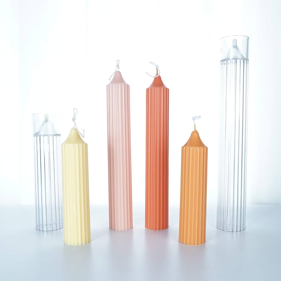 Lyba moulds 3D Ribbed Pillar Acrylic Polycarbonate Candle Mould (Select Size) - Bakeware India