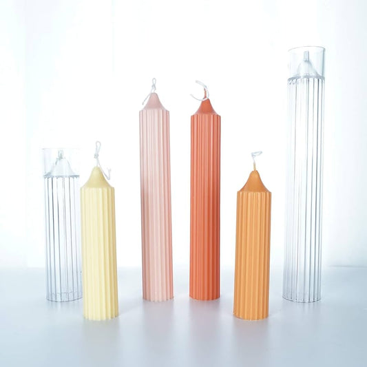 Lyba moulds 3D Ribbed Pillar Acrylic Polycarbonate Candle Mould (Select Size) - Bakeware India