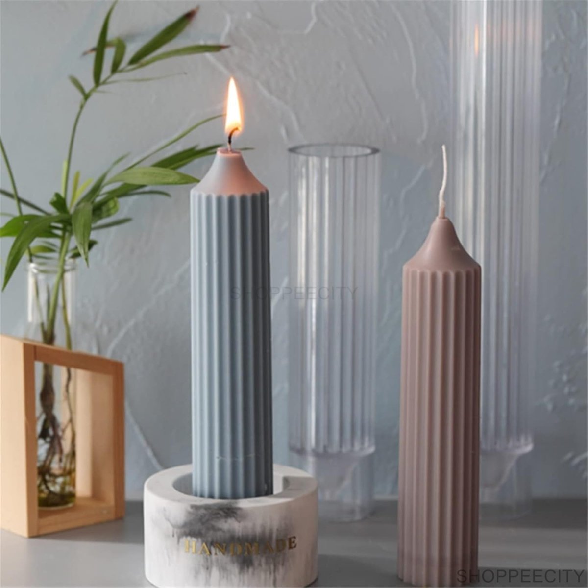 Lyba moulds 3D Ribbed Pillar Acrylic Polycarbonate Candle Mould (Select Size) - Bakeware India