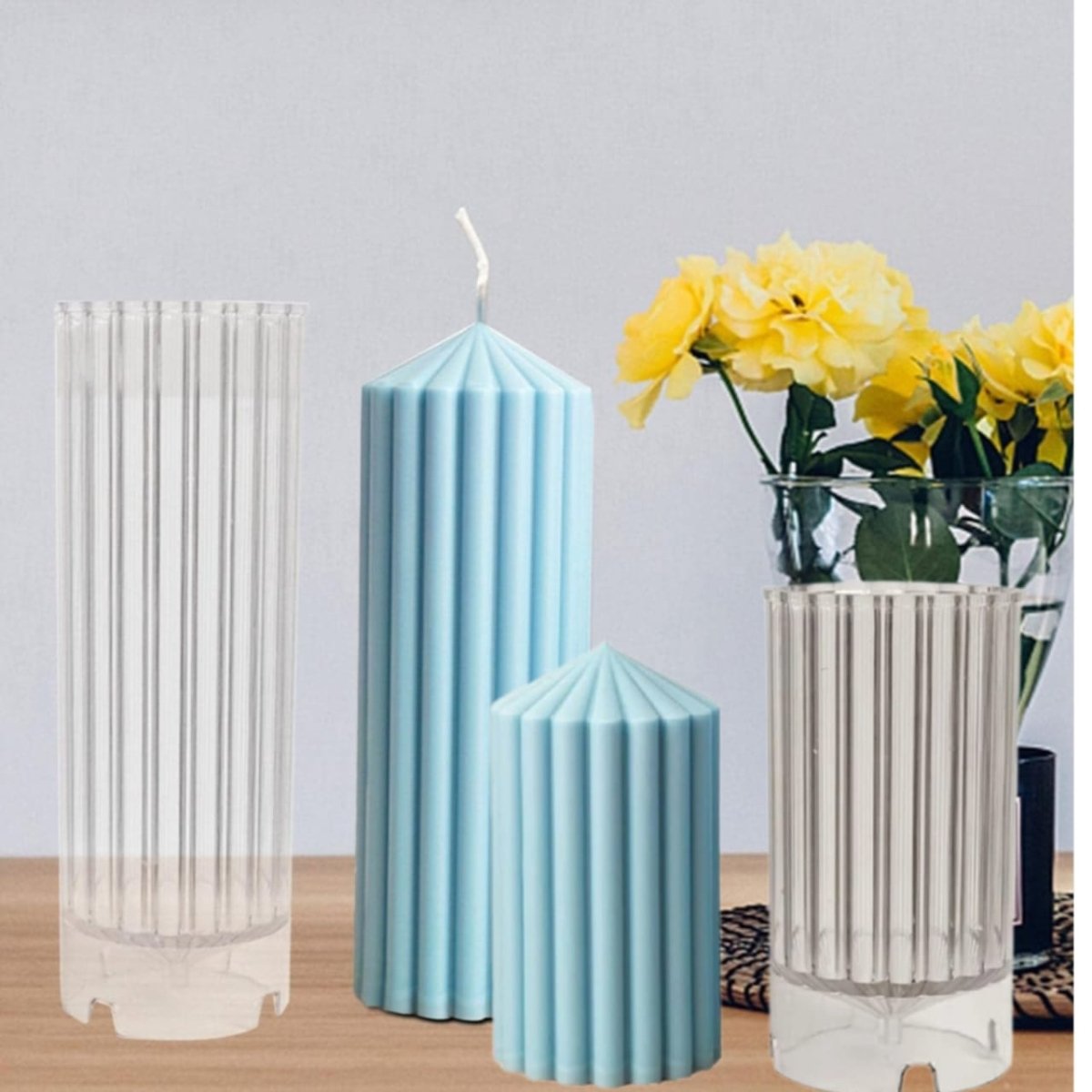 Lyba moulds 3D Ribbed Pillar Polycarbonate Candle Mould - Bakeware India