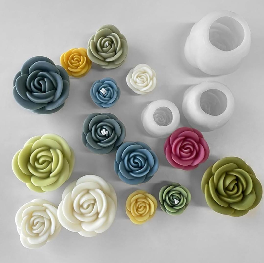 Lyba Moulds 3D Rose Flower Candle Silicone Mould - Bakeware India