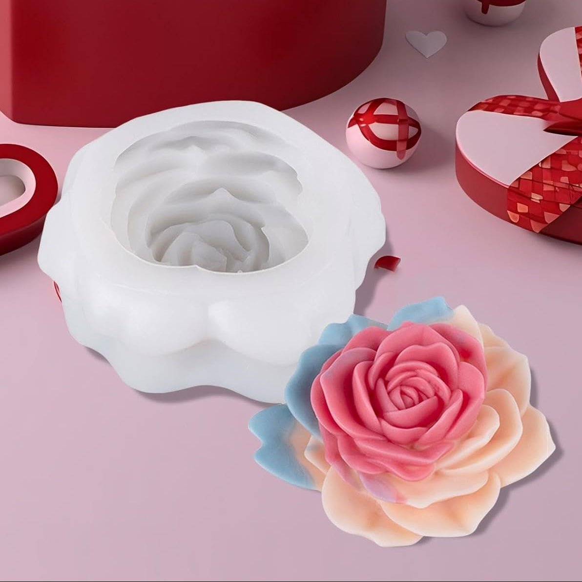 Lyba Moulds 3D Rose Flower Silicone Candle Mould - Bakeware India