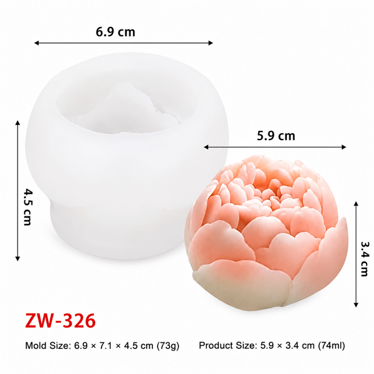 Lyba Moulds 3D Rose Lotus Candle Silicone Mould, 4Pcs - Bakeware India