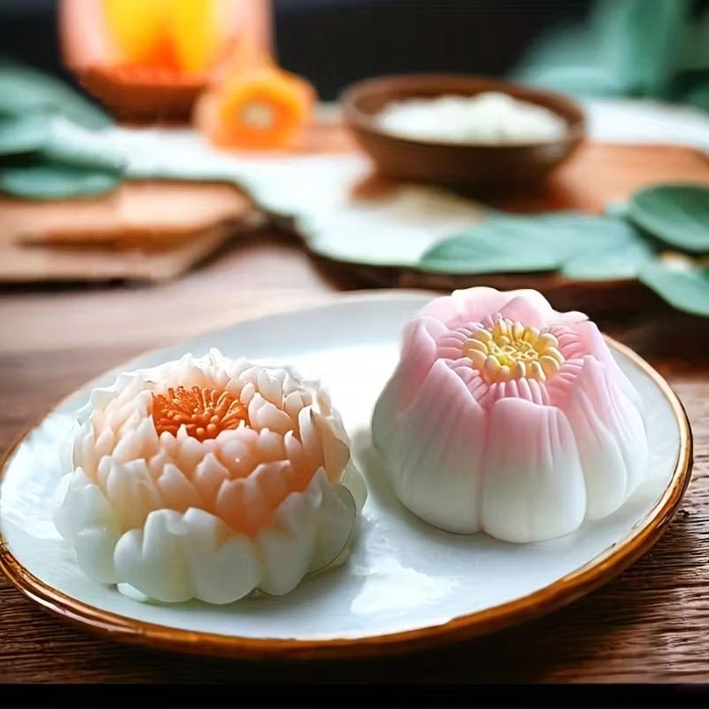 Lyba Moulds 3D Rose Lotus Candle Silicone Mould, 4Pcs - Bakeware India