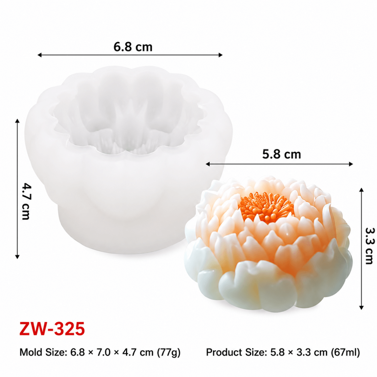 Lyba Moulds 3D Rose Lotus Candle Silicone Mould, 4Pcs - Bakeware India
