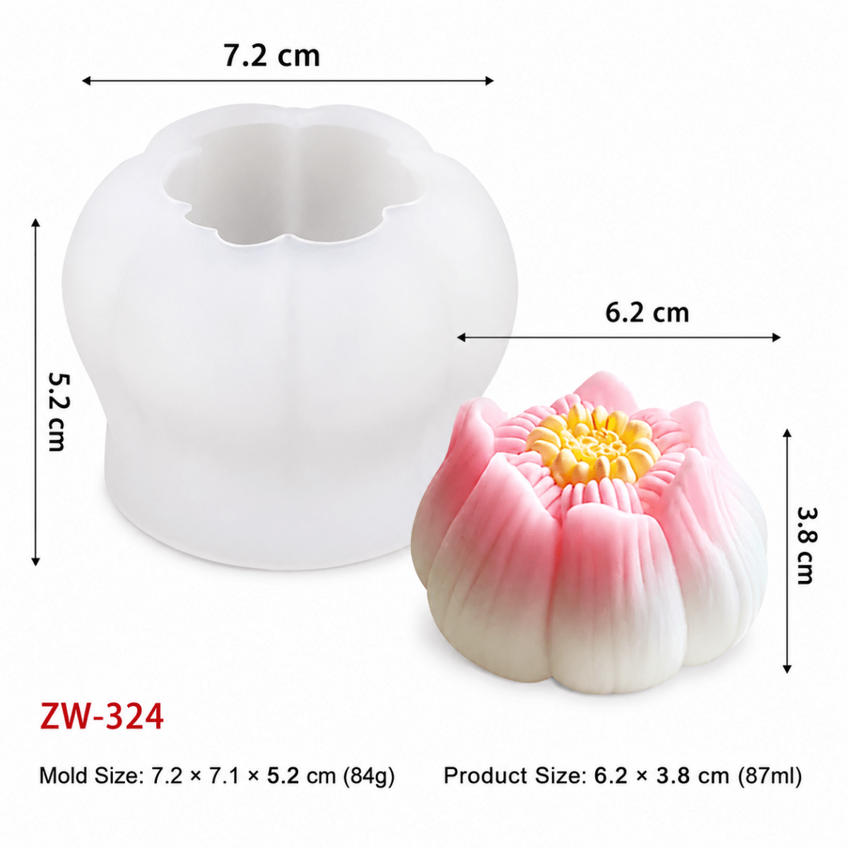 Lyba Moulds 3D Rose Lotus Candle Silicone Mould, 4Pcs - Bakeware India