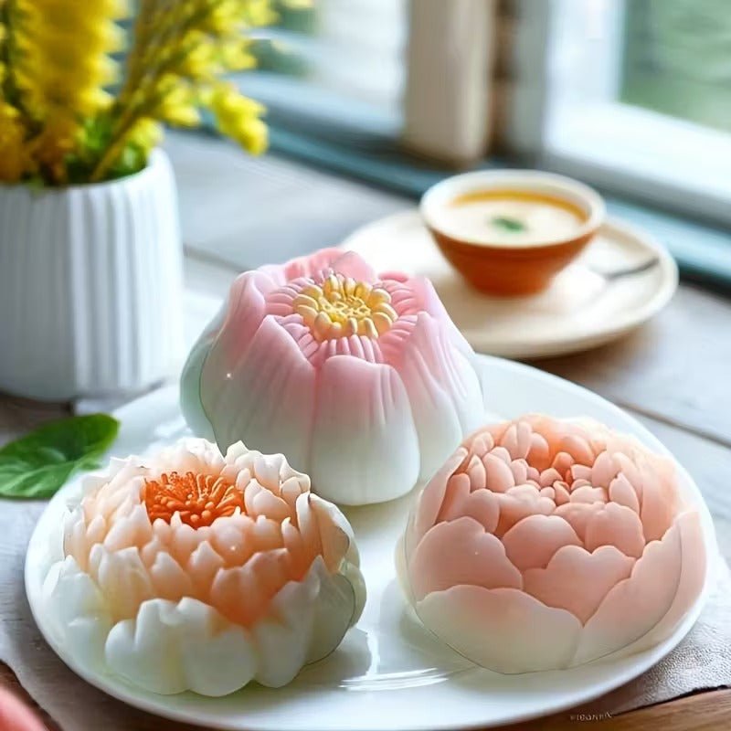 Lyba Moulds 3D Rose Lotus Candle Silicone Mould, 4Pcs - Bakeware India