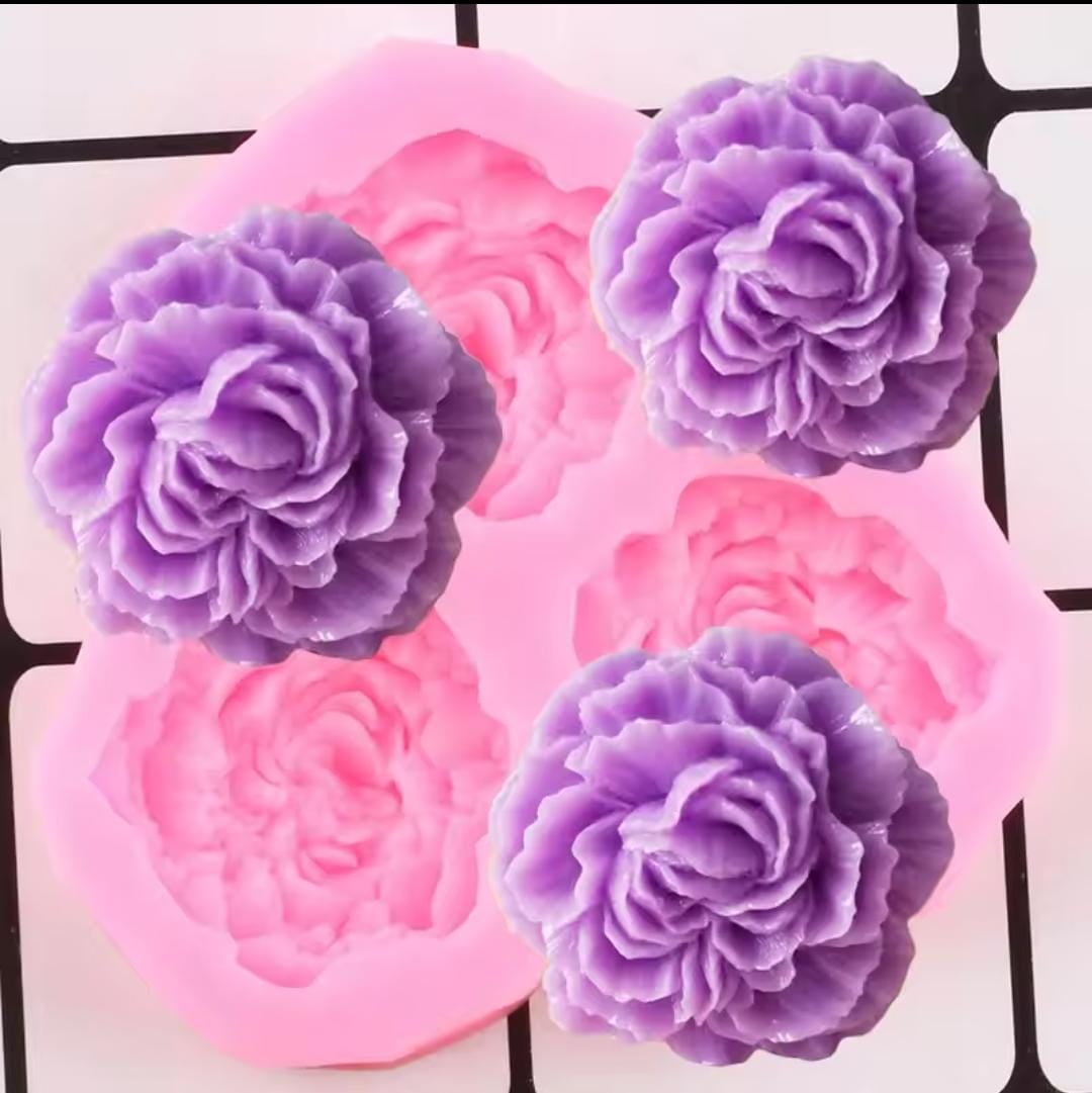 Lyba Moulds 3D Rose Peony Flower Candle Silicone Mould, 3 Cavity - Bakeware India