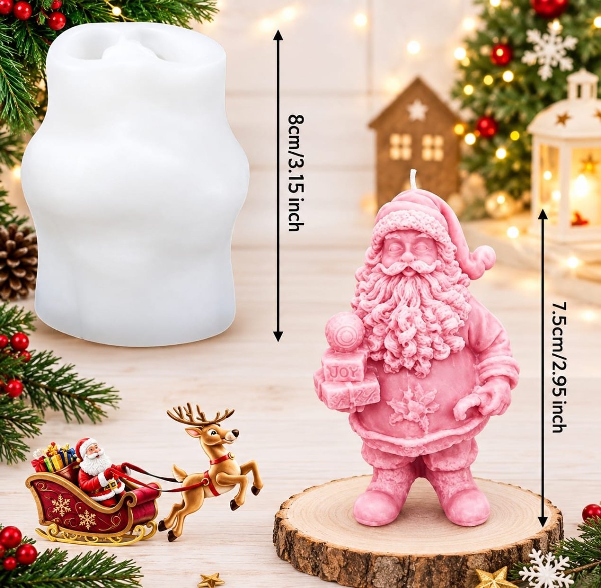 Lyba Moulds 3D Santa Delivering Gift Candle Silicone Mould - Bakeware India