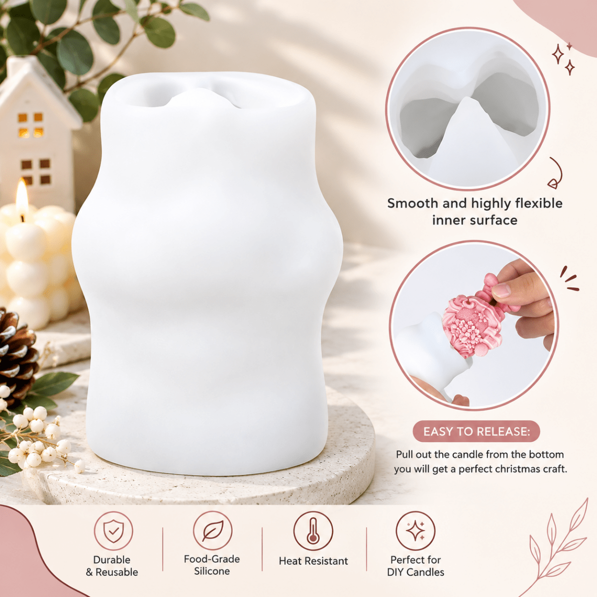 Lyba Moulds 3D Santa Delivering Gift Candle Silicone Mould - Bakeware India