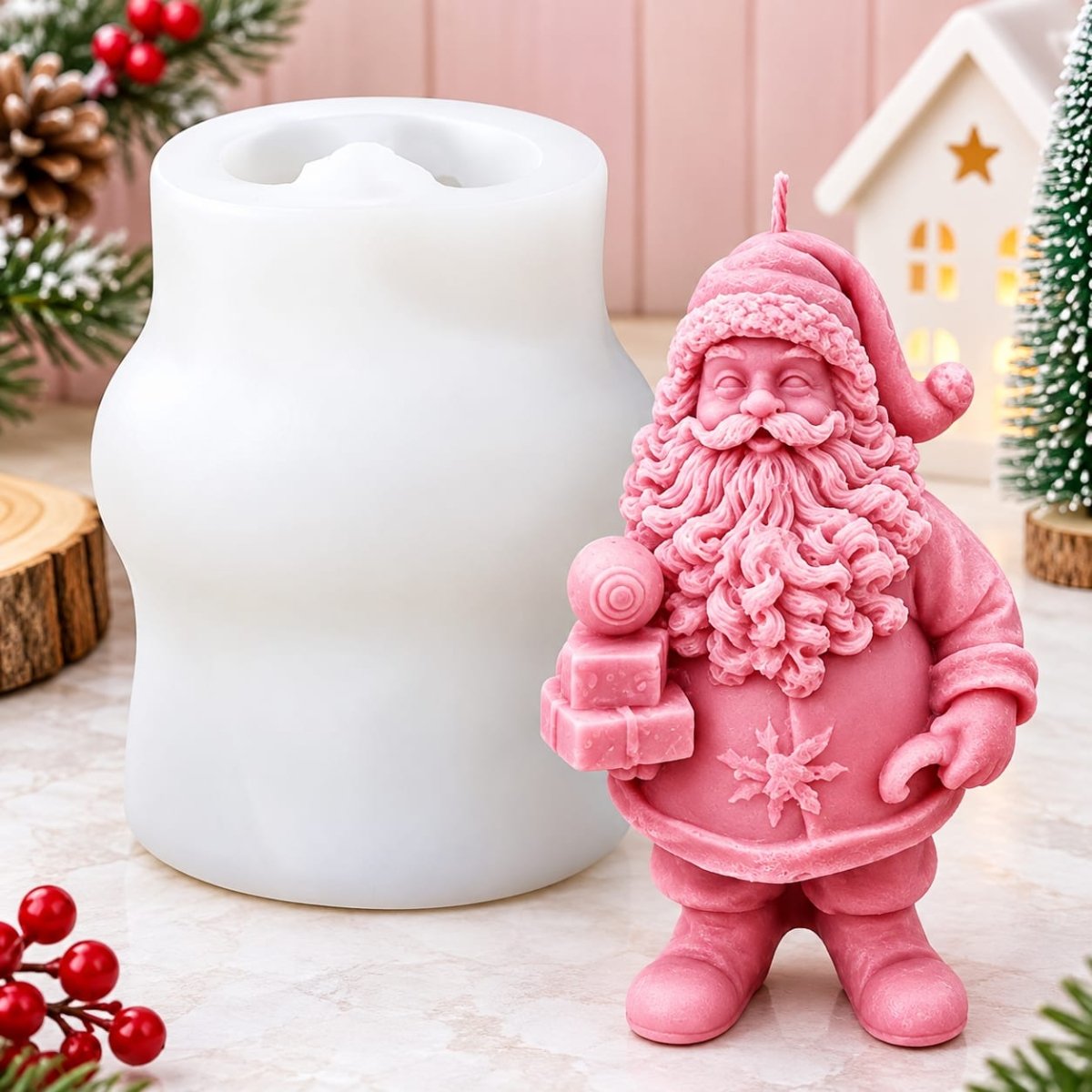 Lyba Moulds 3D Santa Delivering Gift Candle Silicone Mould - Bakeware India