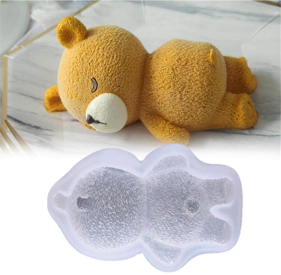 Lyba moulds 3D Sleeping Mousse Teddy Bear Chocolate Cake Silicone Mould - Bakeware India