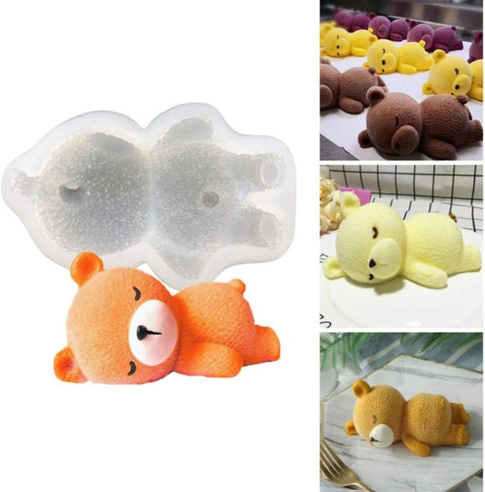Lyba moulds 3D Sleeping Mousse Teddy Bear Chocolate Cake Silicone Mould - Bakeware India
