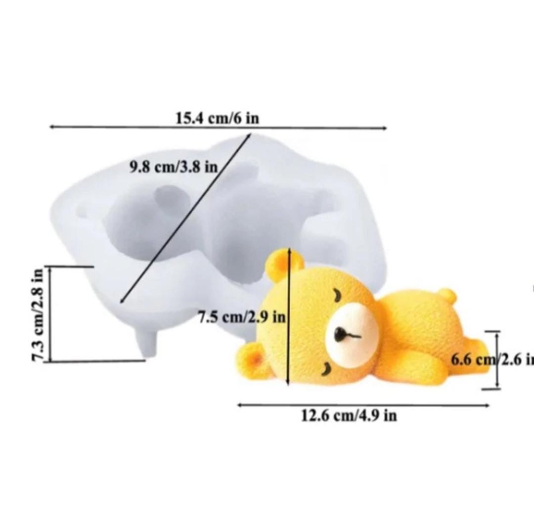 Lyba moulds 3D Sleeping Mousse Teddy Bear Chocolate Cake Silicone Mould - Bakeware India