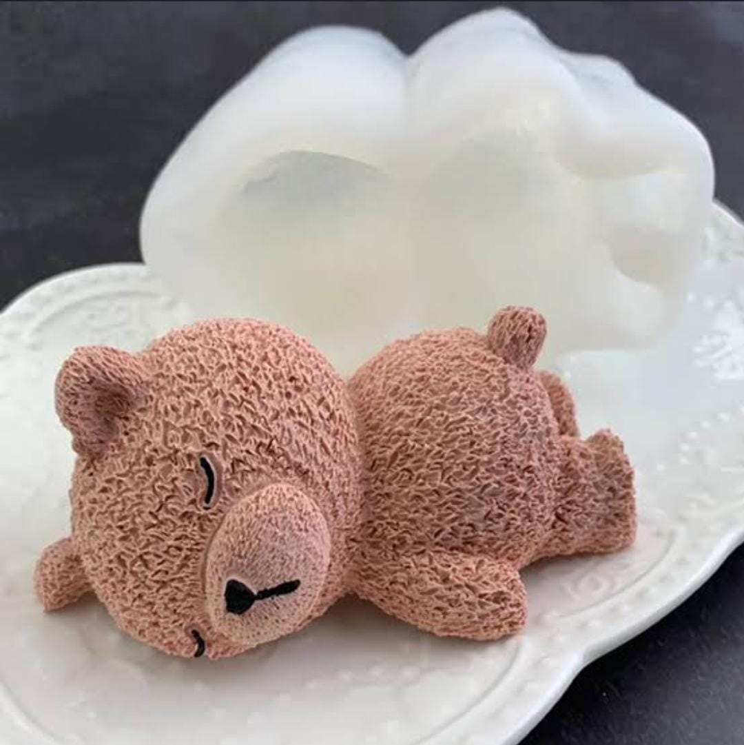 Lyba moulds 3D Sleeping Teddy Bear Silicone Mould for Candle Chocolate - Preorder 25th Feb Dispatch - Bakeware India