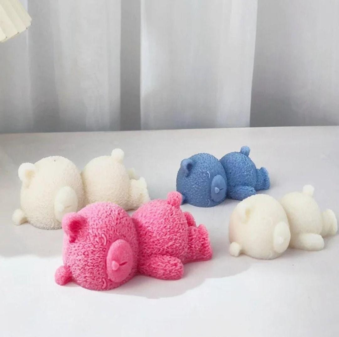 Lyba moulds 3D Sleeping Teddy Bear Silicone Mould for Candle Chocolate - Preorder 25th Feb Dispatch - Bakeware India