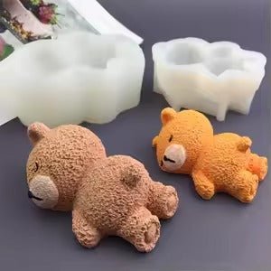 Lyba Moulds 3D Sleepy Bear Chocolate Mousse Baking Candle Silicone Mould, Small - Bakeware India