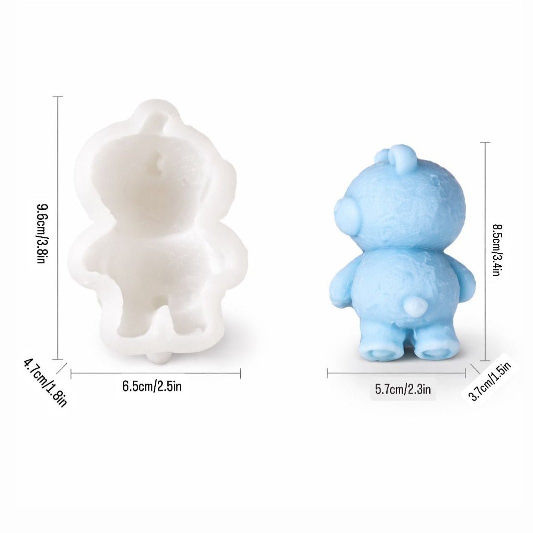 Lyba Moulds 3D Sleepy Bear Chocolate Mousse Baking Candle Silicone Mould, Small - Bakeware India