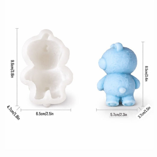 Lyba Moulds 3D Sleepy Bear Chocolate Mousse Baking Candle Silicone Mould, Small - Bakeware India