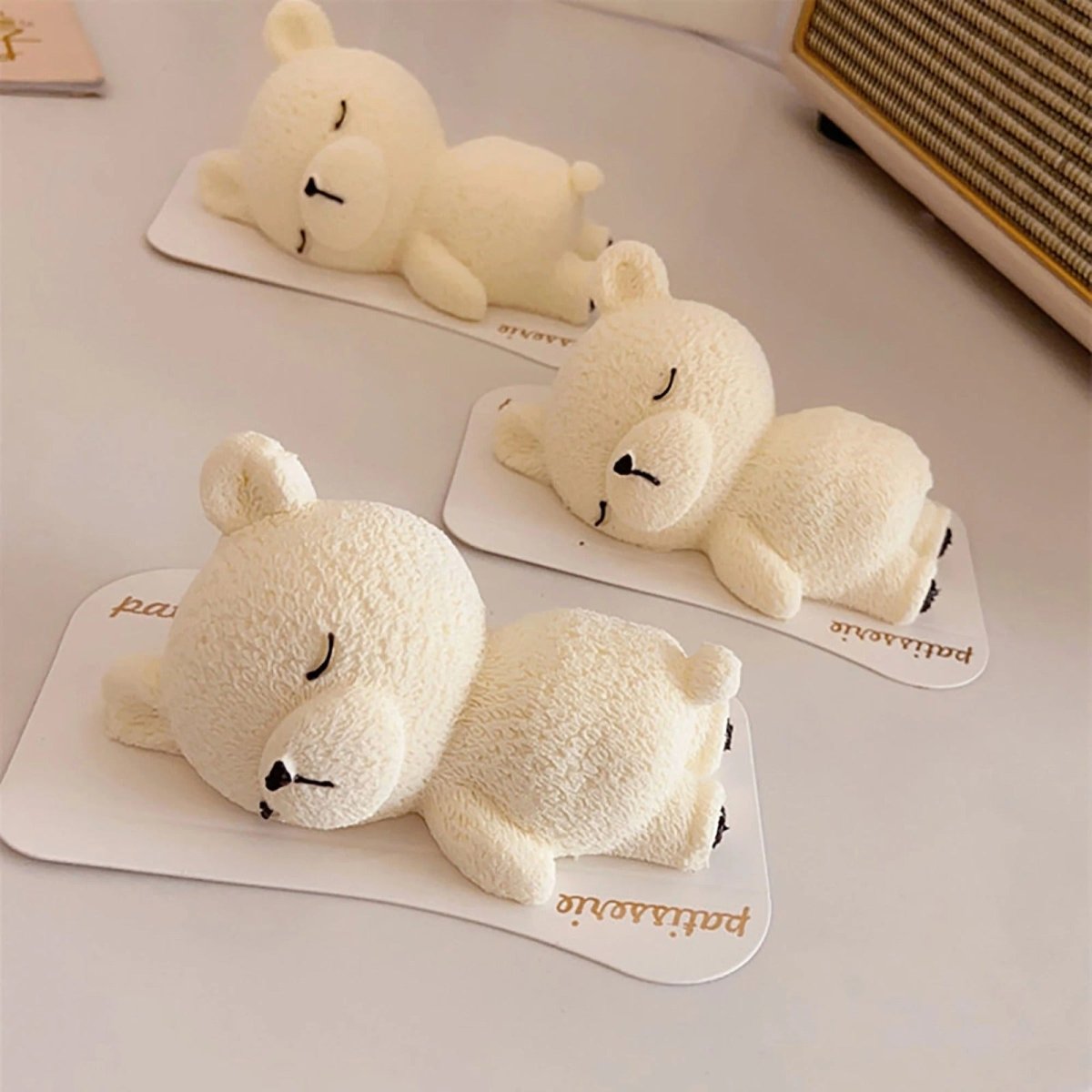 Lyba Moulds 3D Sleepy Bear Chocolate Mousse Baking Candle Silicone Mould, Small - Bakeware India