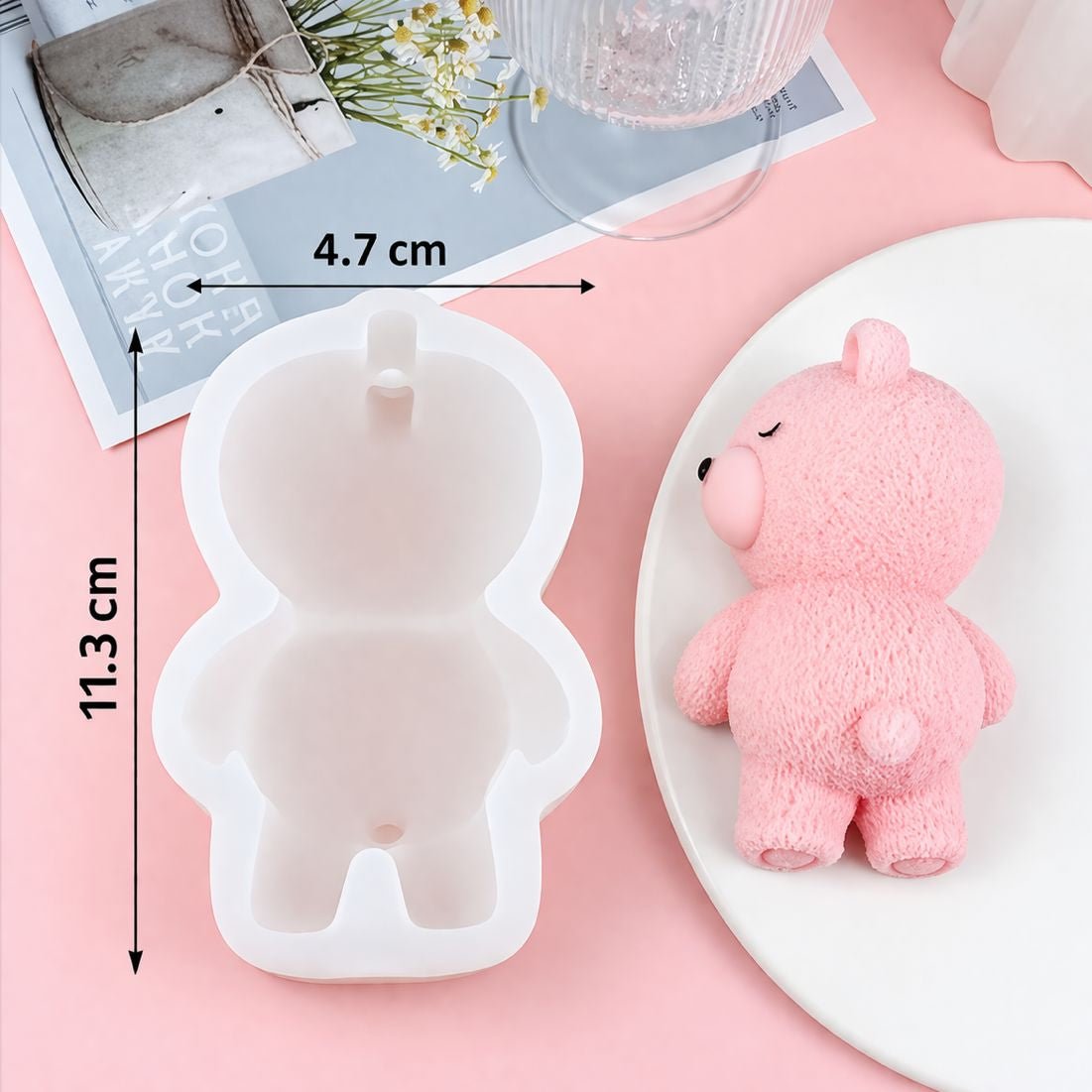 Lyba Moulds 3D Sleepy Bear Chocolate Mousse Baking Mould, Large - Bakeware India