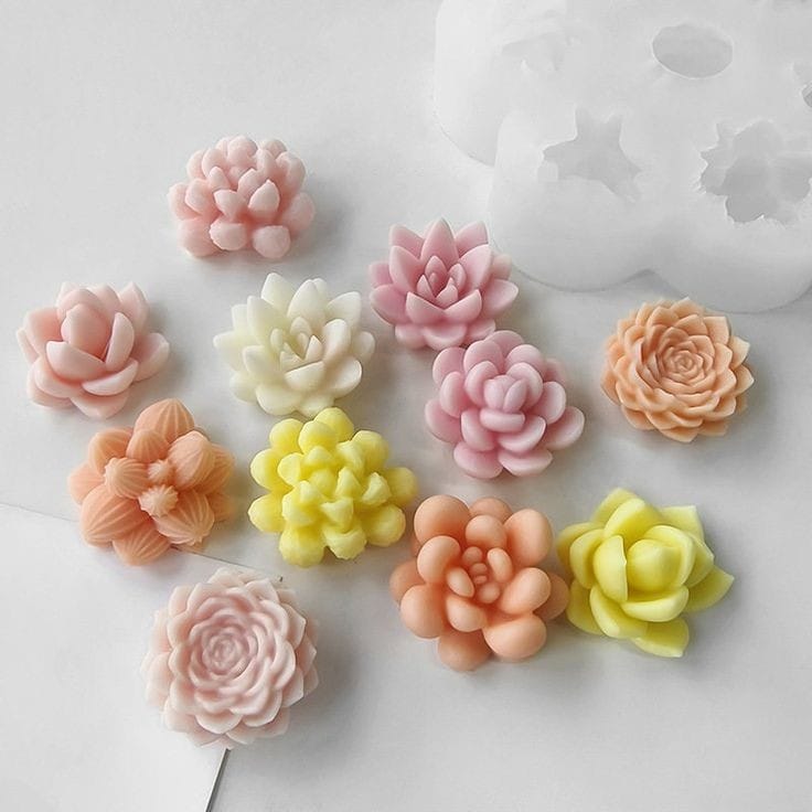 Lyba moulds 3D Succulent Plant Flower Silicone Mould for Candle Chocolate, 7 Cavity - Preorder 25th Feb Dispatch - Bakeware India