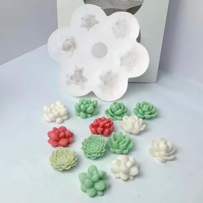 Lyba moulds 3D Succulent Plant Flower Silicone Mould for Candle Chocolate, 7 Cavity - Preorder 25th Feb Dispatch - Bakeware India