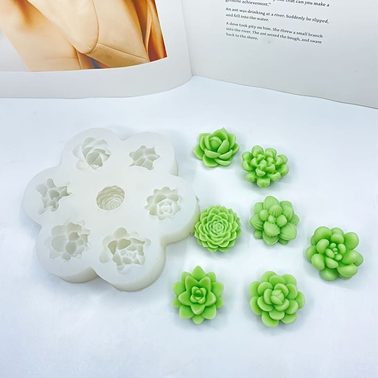 Lyba moulds 3D Succulent Plant Flower Silicone Mould for Candle Chocolate, 7 Cavity - Preorder 25th Feb Dispatch - Bakeware India